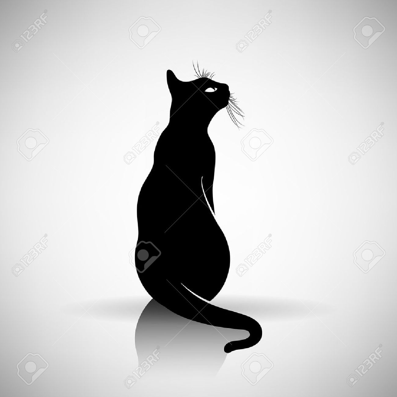 Silhouette Stylisee D Un Chat Sur Un Fond De Lumiere Clip Art Libres De Droits Vecteurs Et Illustration Image