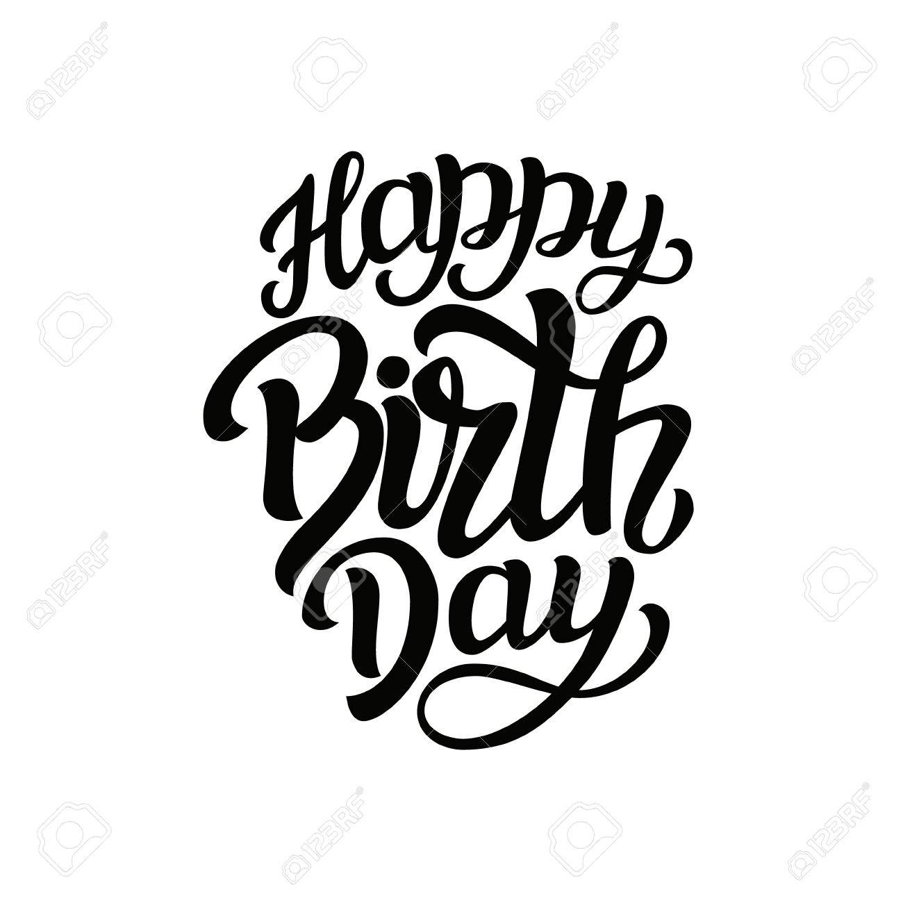 happy birthday to you hand lettering typography template isolated