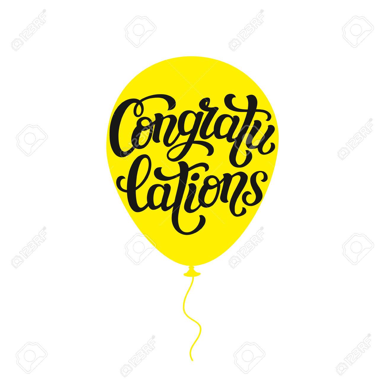 congratulations hand lettering typography word on air balloon birthday cards word