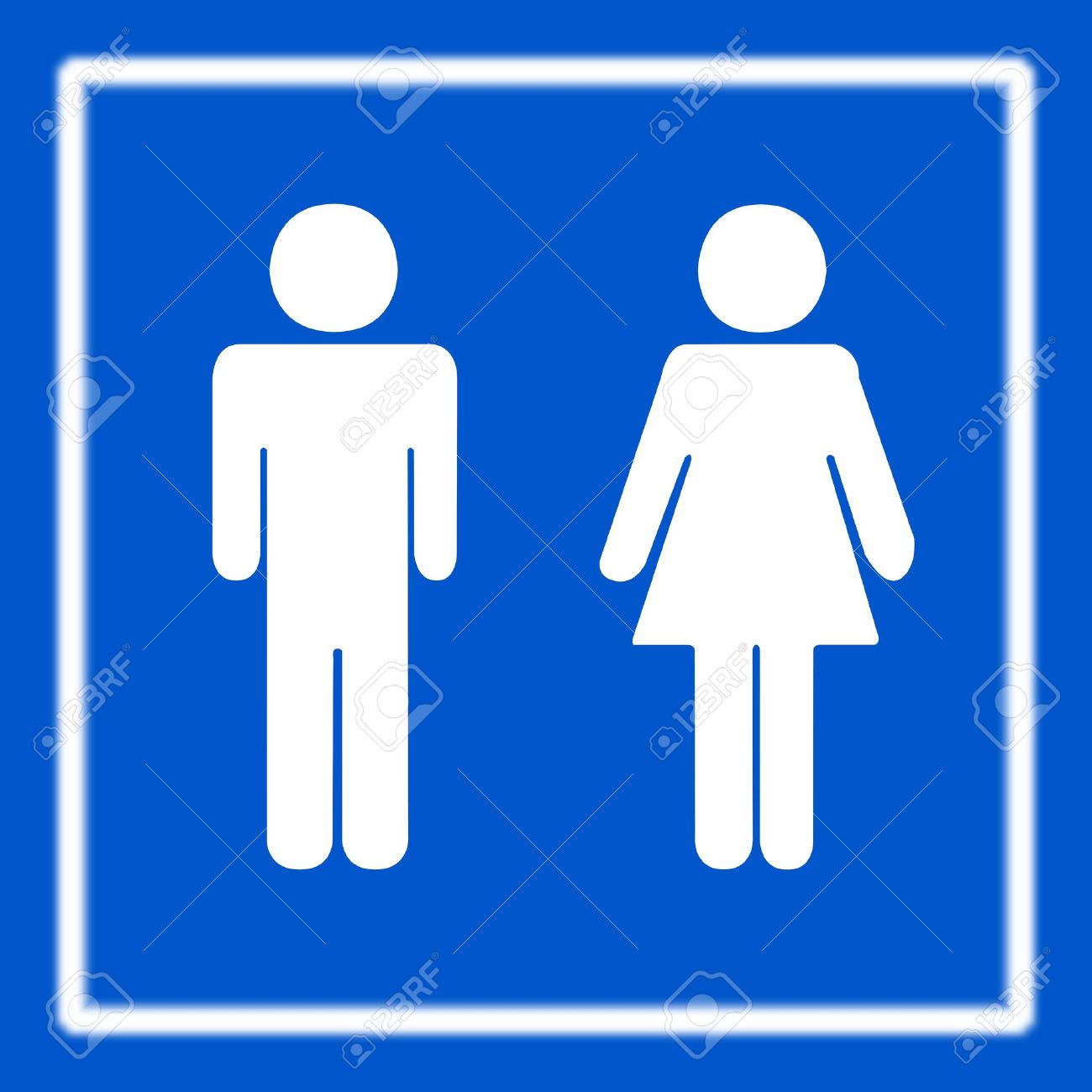 Toilette wc oder wc zeichen auf blau lizenzfreie bilder 9451535
