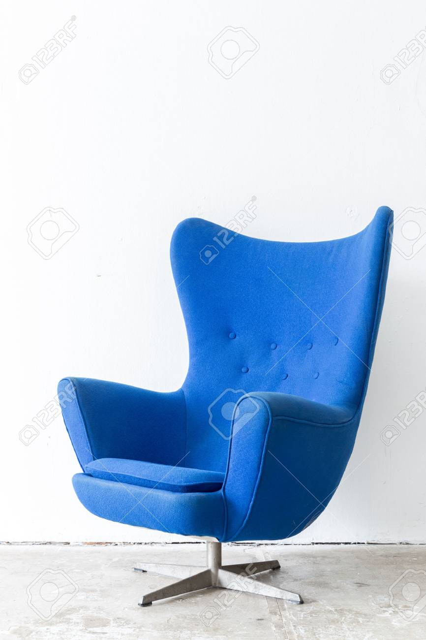 Modern Blue Chair Contemporary Style In Vintage Room Stock Photo Modern Blue Chair Contemporary Style In Vintage Room Stock Photo
