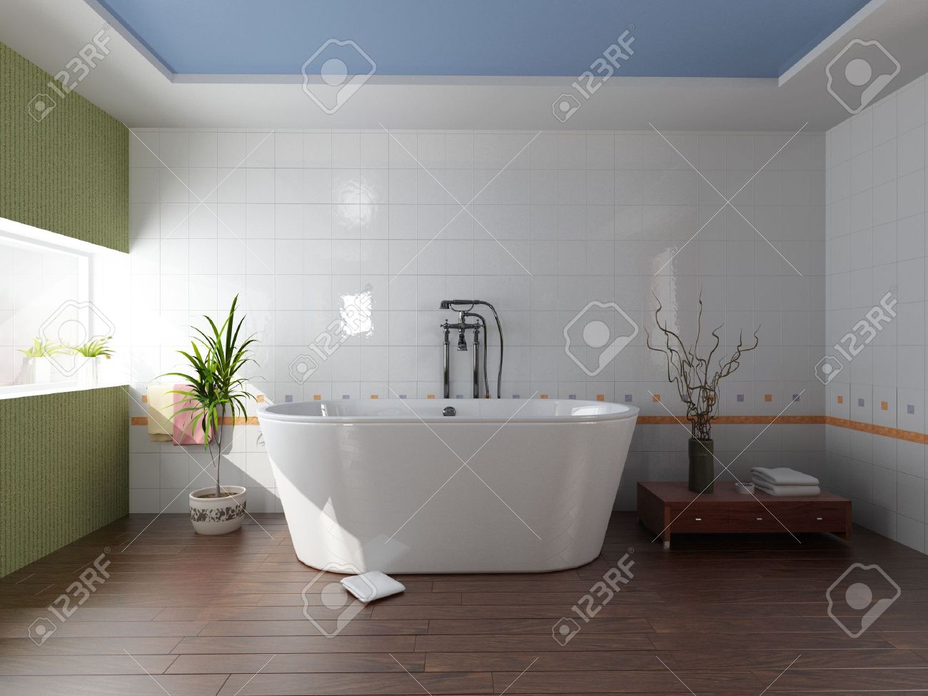 bagno moderno con vasca rendering 3d archivio fotografico 3668384