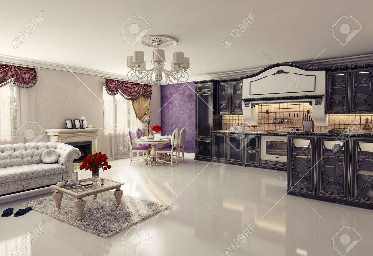 Classic Luxury Kitchen luxury kitchen interior in classic style 3d rendering stock photo Classic Luxury Kitchen luxury kitchen interior in classic style 3d rendering stock photo