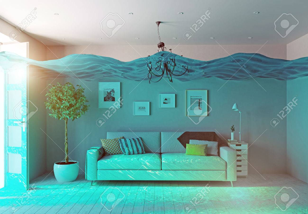 an underwater view in the flooding interior. 3d concept - 51589413 an underwater view in the flooding interior. 3d concept - 51589413