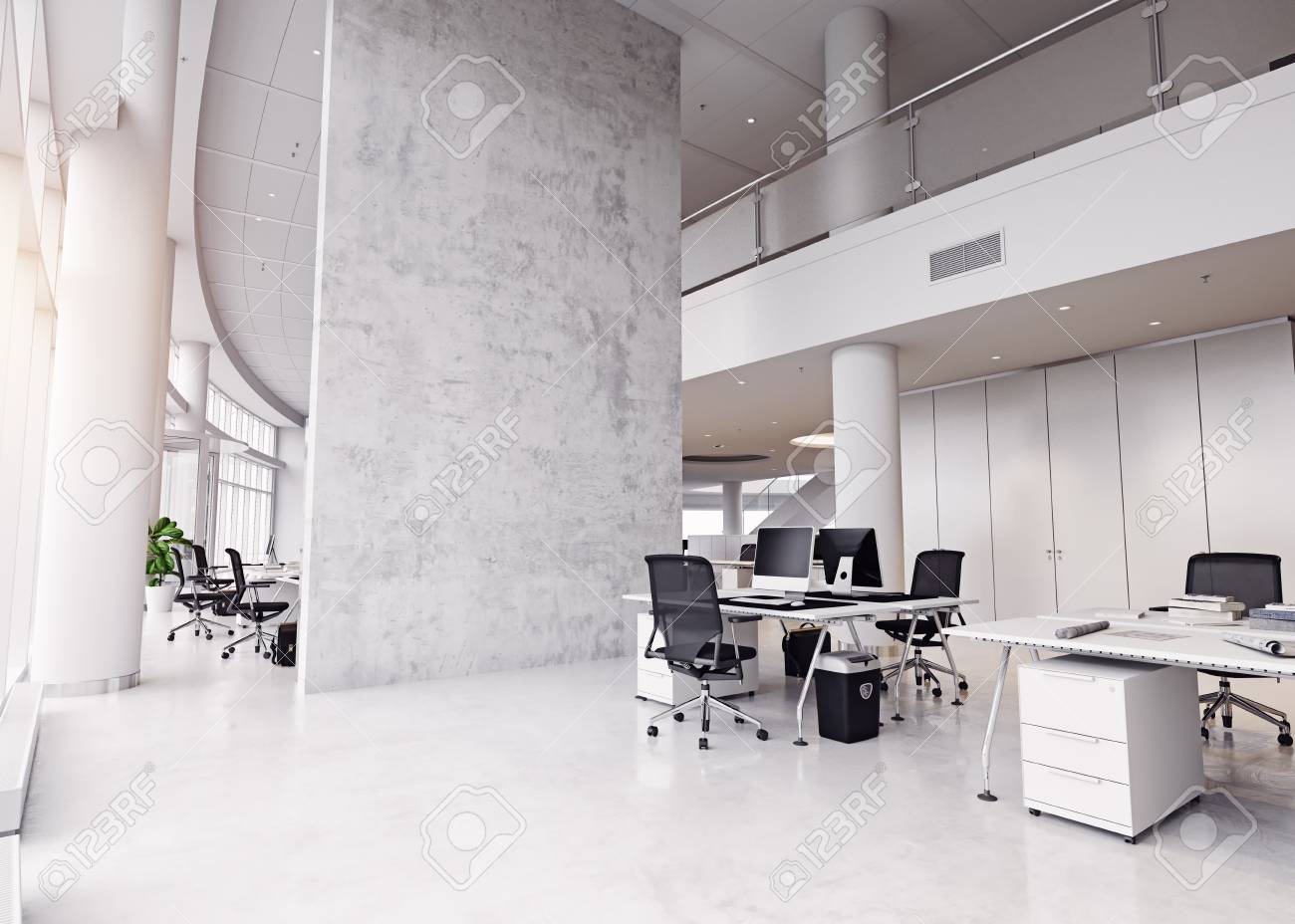 modern office building interior. 3d rendering concept - 95394438 modern office building interior. 3d rendering concept - 95394438