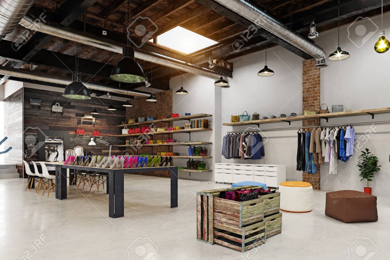 modern boutique interior loft design. 3d rendering - 107877202 modern boutique interior loft design. 3d rendering - 107877202