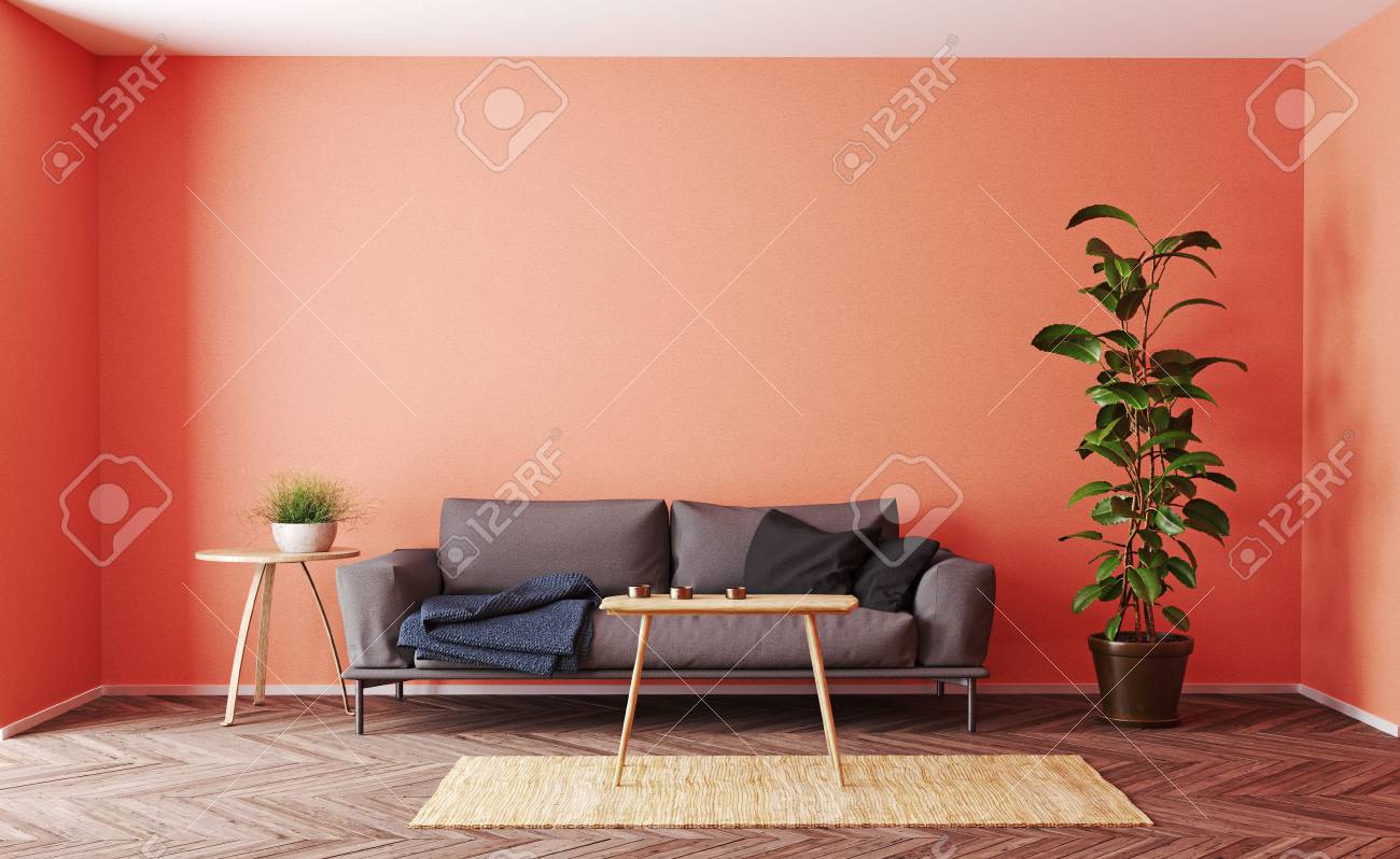 Modern living room interior design. 3d rendering living coral concept - 118191379 Modern living room interior design. 3d rendering living coral concept - 118191379