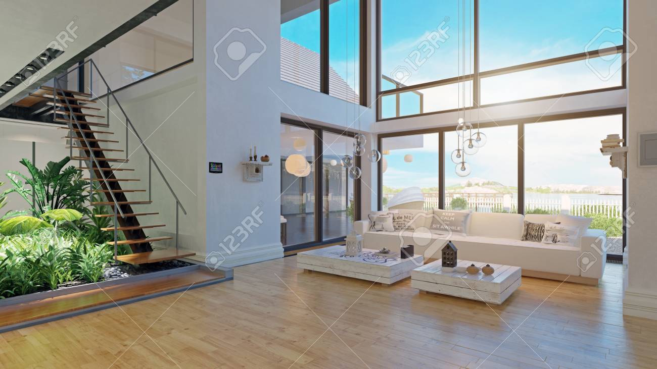 modern house interior design. 3d rendering project - 121376540 modern house interior design. 3d rendering project - 121376540