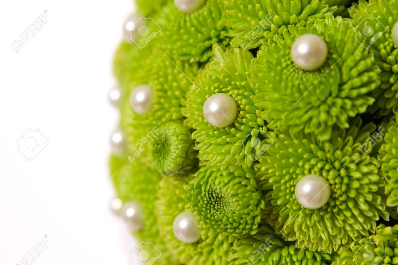 Wedding decorative bouquet green chrysanthemum with pearls - 1414801 Wedding decorative bouquet green chrysanthemum with pearls - 1414801