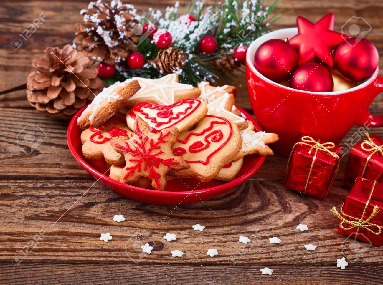 christmas cookies handmade lies on wooden background gingerbread christmas cookie deco
