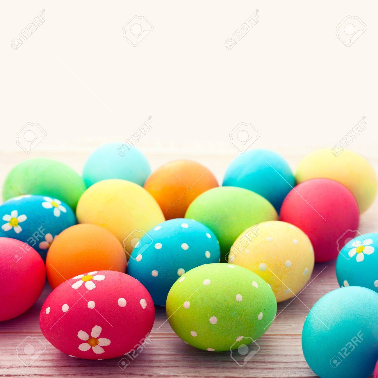 Download Colorful Easter Eggs And Branch With Flowers Easter Background Stock Photo Picture And Royalty Free Image Image 54587710