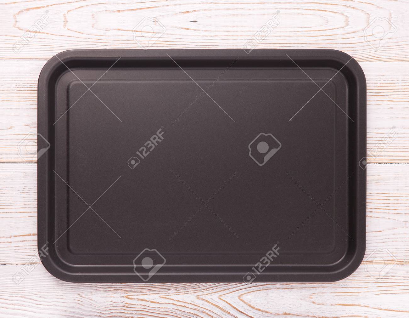 square table top view. empty baking tray for pizza on wooden table isolated close up top view square. mock square r