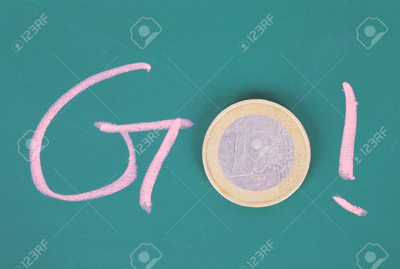 the go concept of the composition of chalk words and coins stock