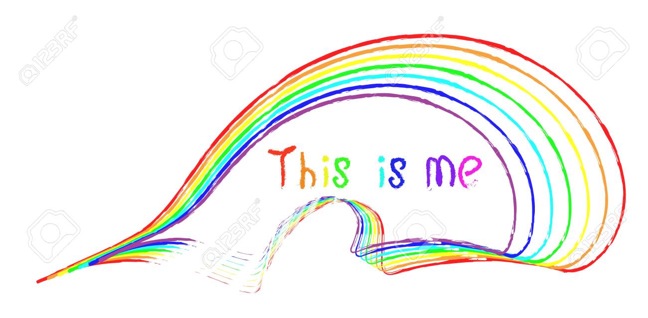 handwritten inscription this is me and stripes of different colors of the rainbow as if drawn with a brush on a white background. symbolism - 123427336 handwritten inscription this is me and stripes of different colors of the rainbow as if drawn with a brush on a white background. symbolism - 123427336