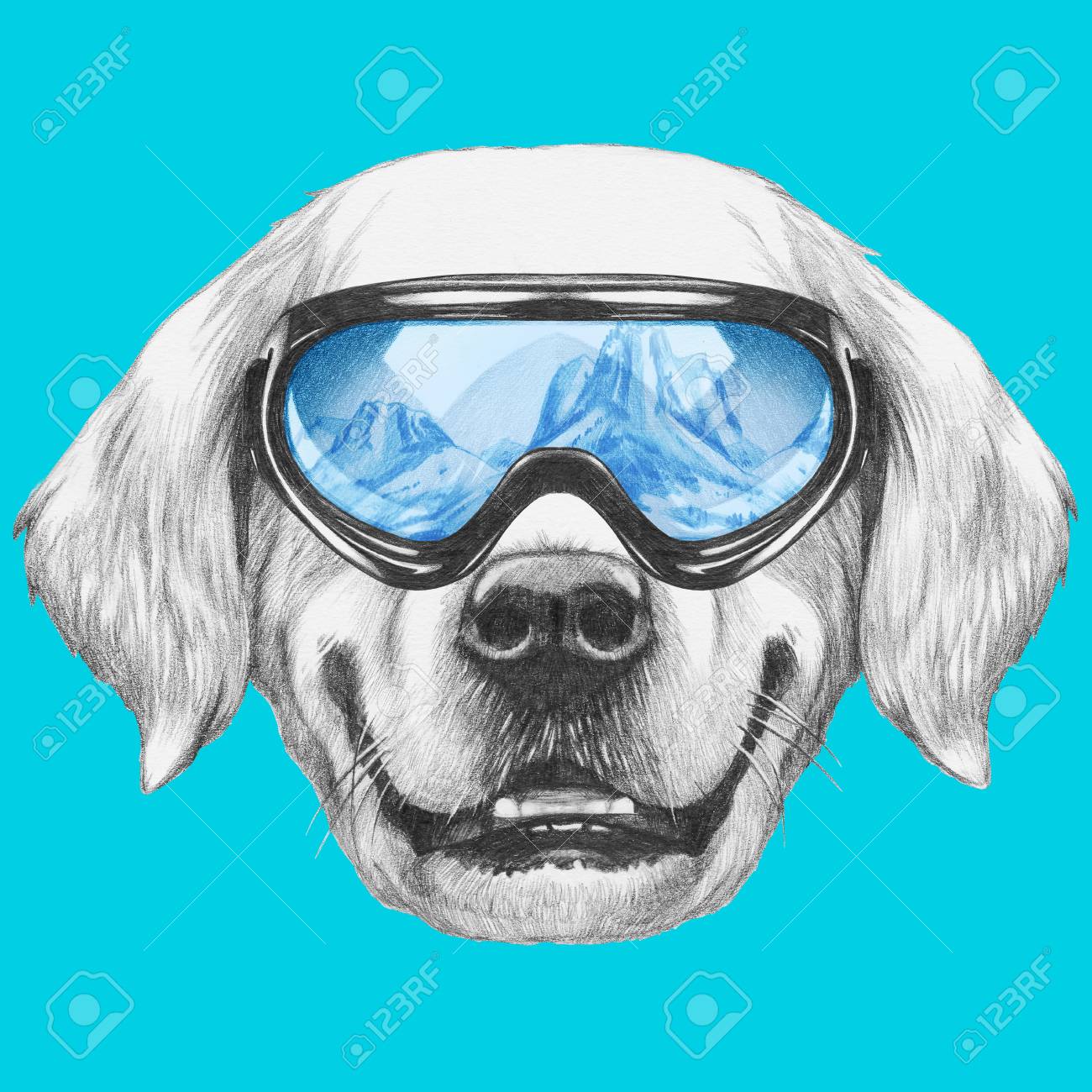 golden retriever with goggles