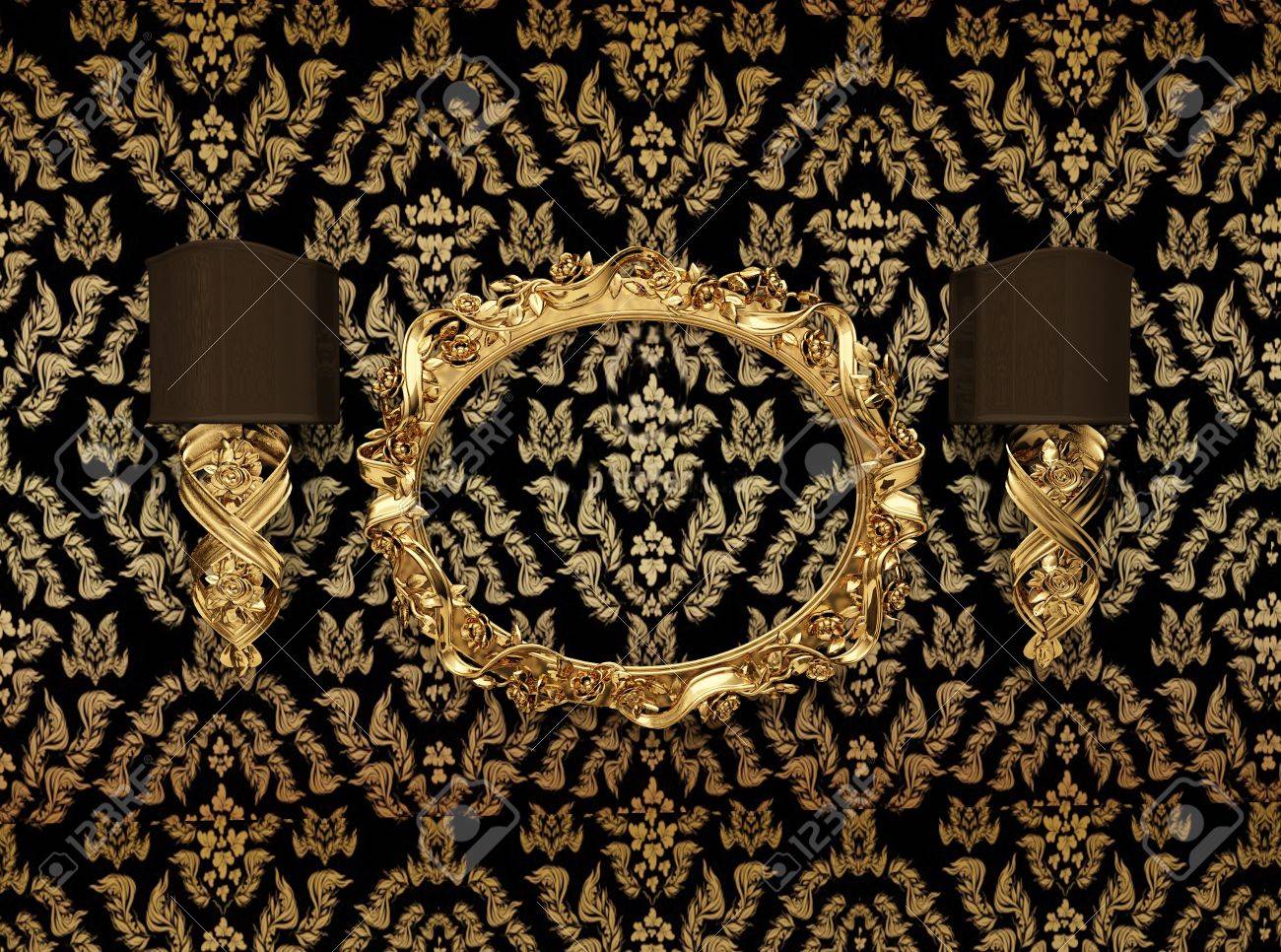 Cadre Dore De Luxe Contre Les Fonds D Ecran Avec Un Ornement Banque D Images Et Photos Libres De Droits Image