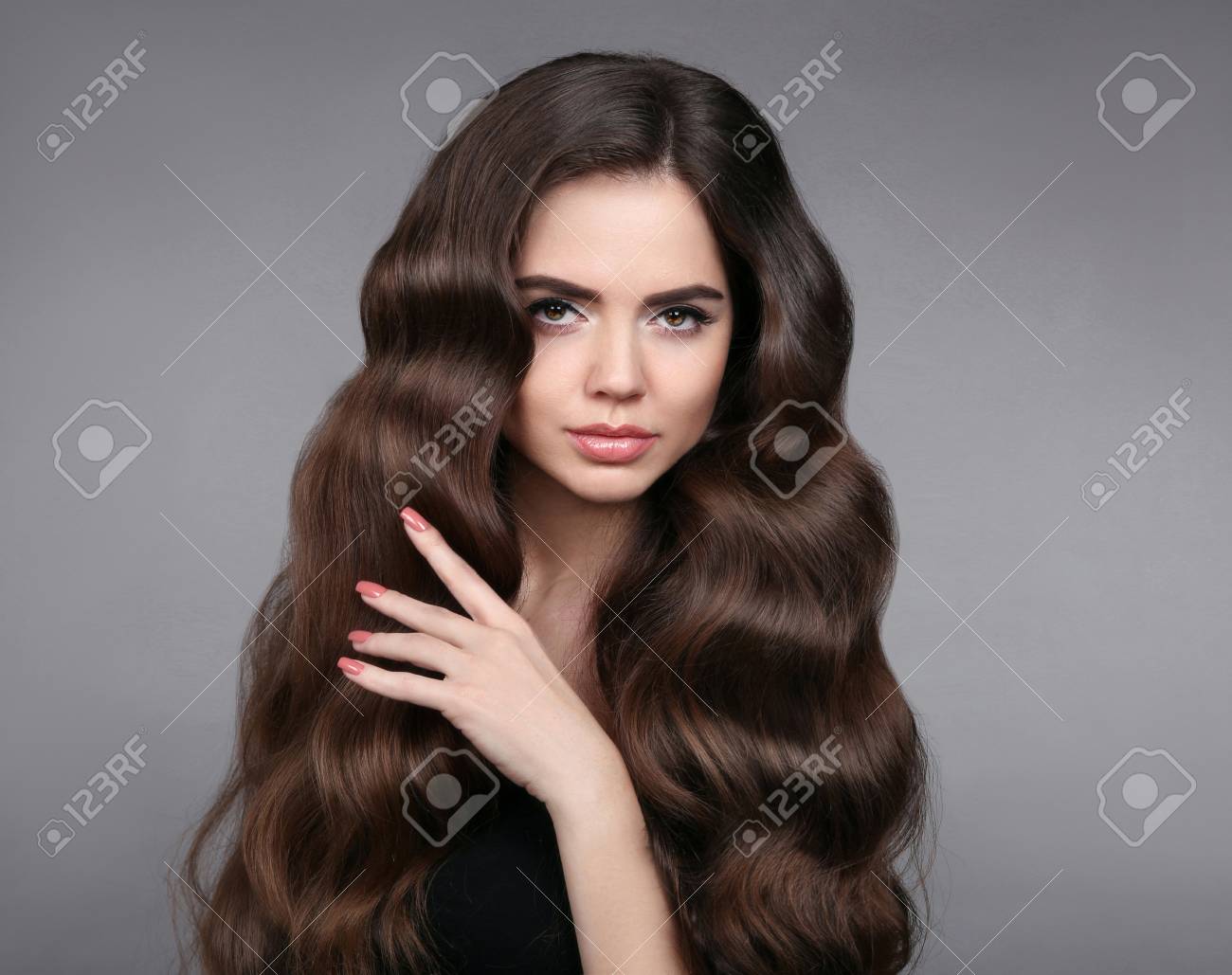 Beauty Hair Brunette Girl With Long Shiny Wavy Hair Beautiful