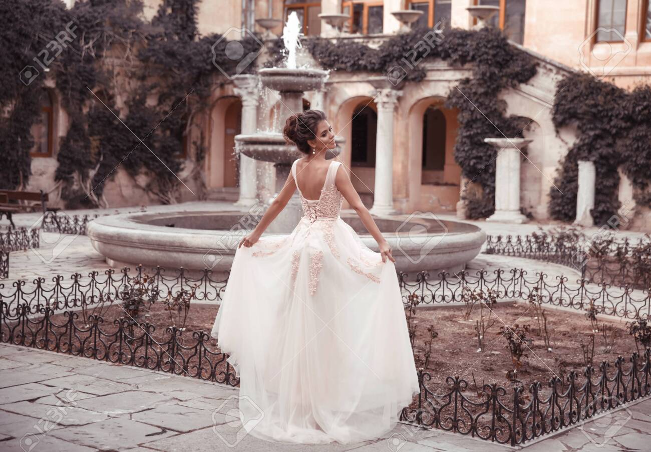 pink and white wedding dress