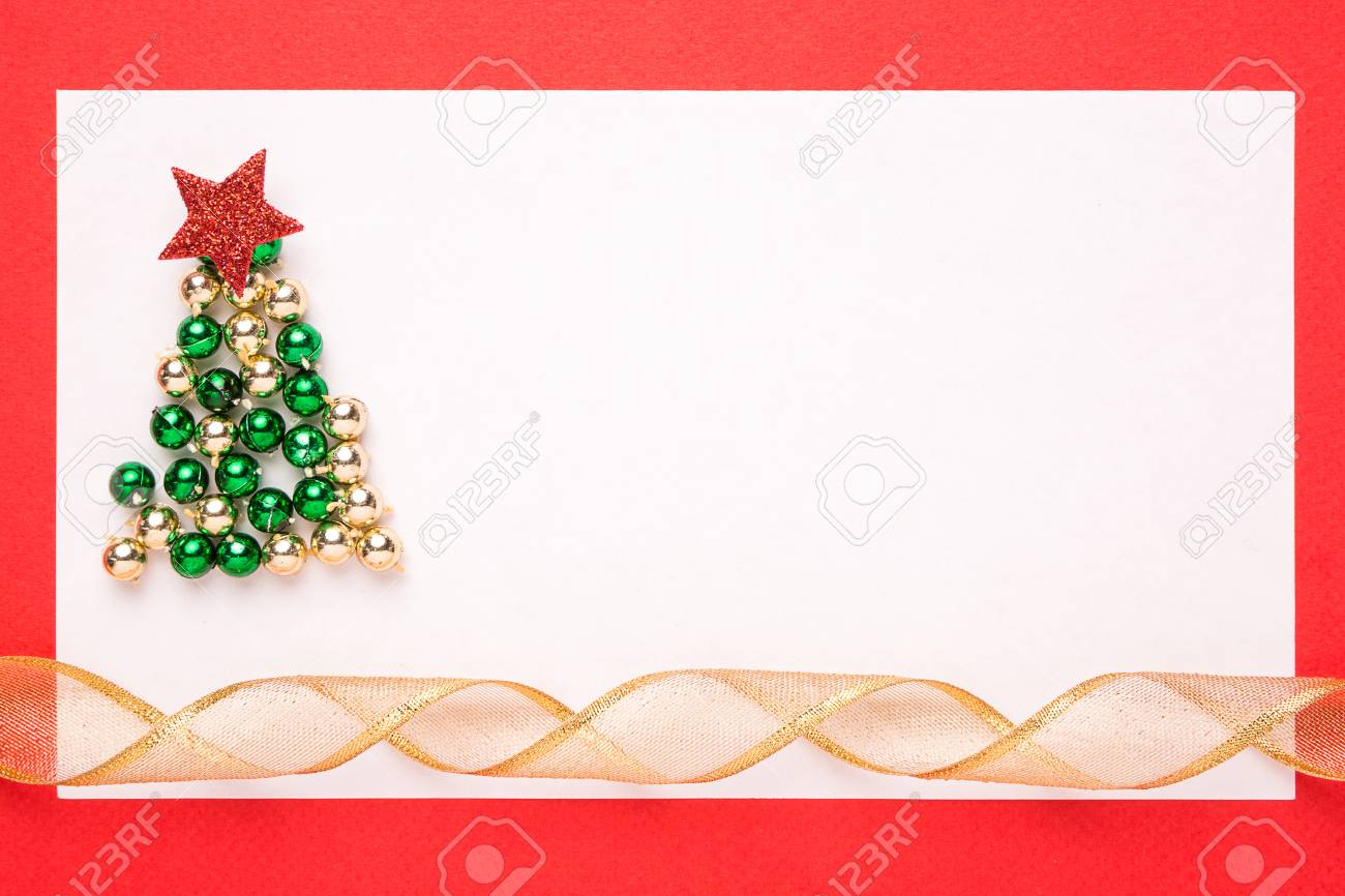 blank christmas card or invitation with christmas tree on red blank christmas invitation background