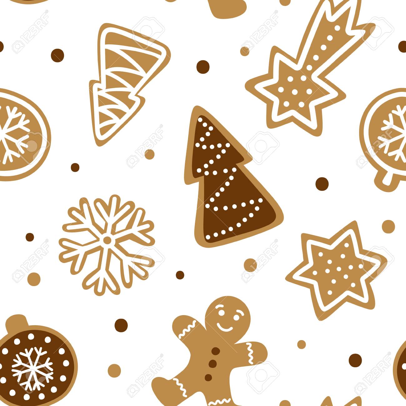 Hand Drawn Seamless Pattern With Traditional Christmas Cookie. Cute  Gingerbread Repeating Wallpaper. Vector Design Fo Winter Season. Royalty  Free SVG, Cliparts, Vectors, and Stock Illustration. Image 127089542., image size:1300x1300