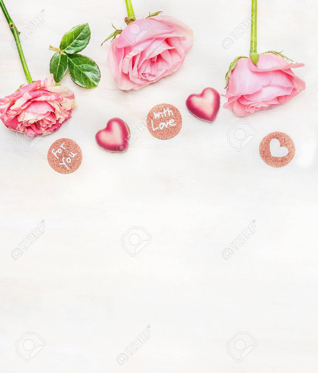 romantic greeting card with message for you and with love and