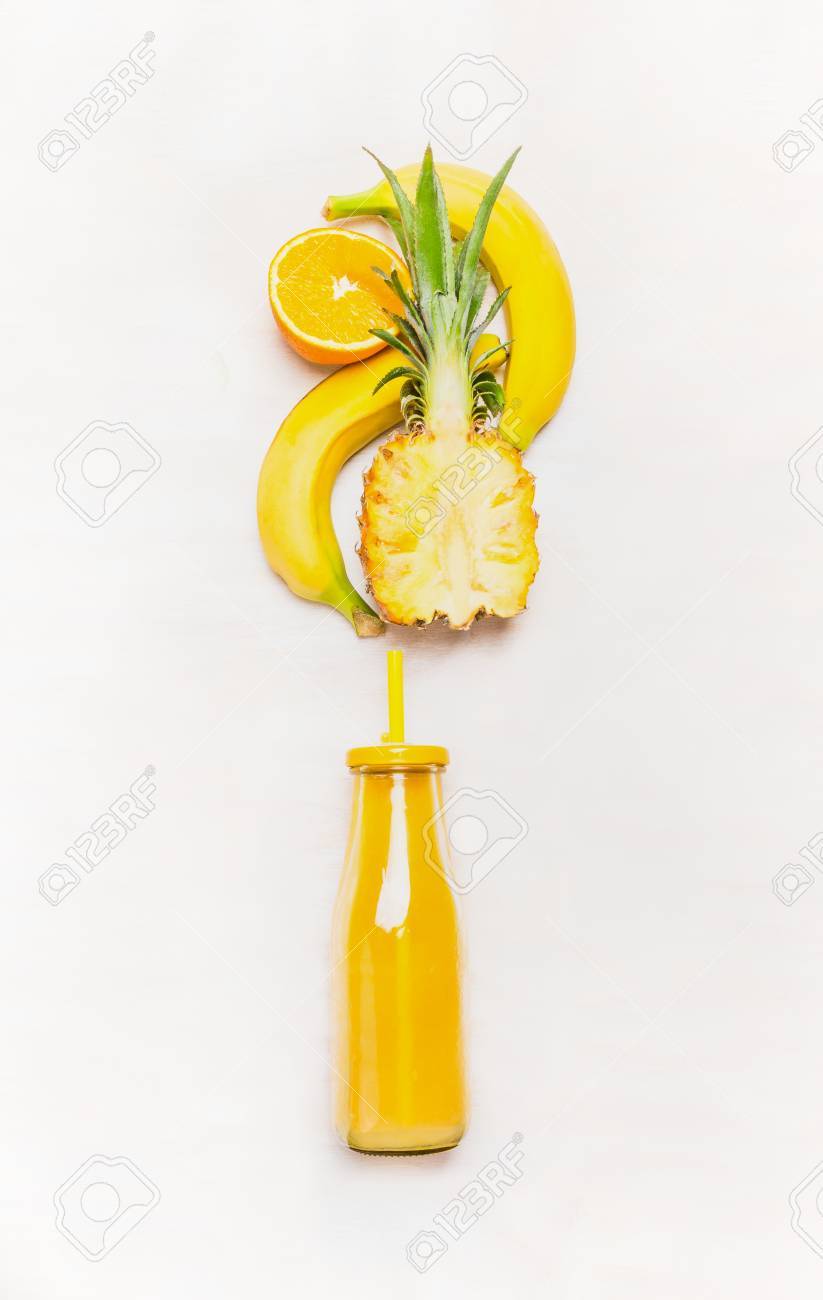 Download Yellow Smoothie Drink In Bottle With Straw And Fruits Ingredients Stock Photo Picture And Royalty Free Image Image 52622001 Yellowimages Mockups