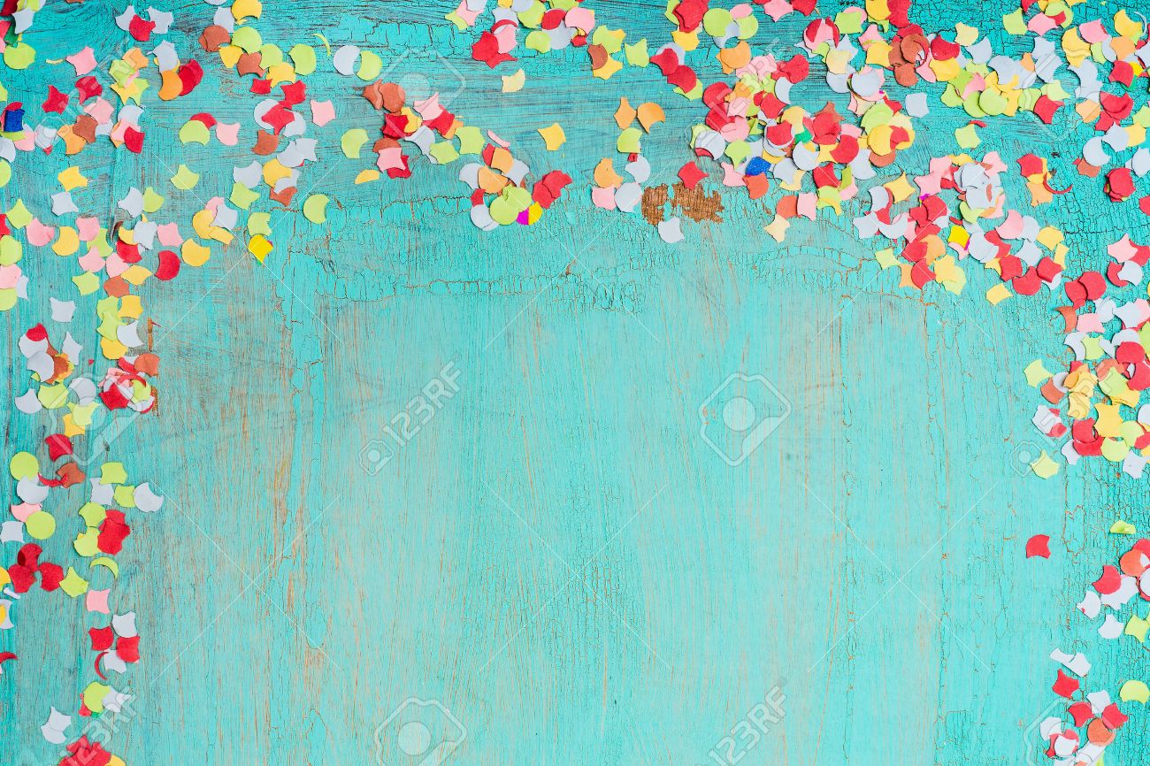 colorful confetti on turquoise blue background border party party background pictures