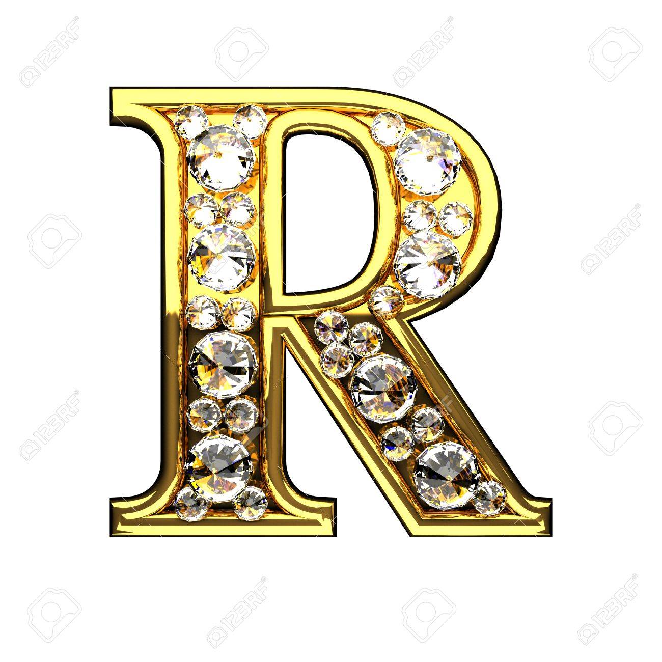 R Isolated Golden Letters With Diamonds On White Stock Photo, Picture and  Royalty Free Image. Image 54003153., image size:1300x1300