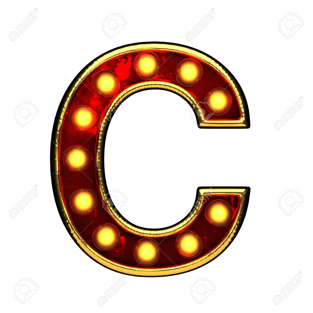 C Lettre D Or Isole Avec Des Lumieres Sur Blanc Illustration 3d Banque D Images Et Photos Libres De Droits Image