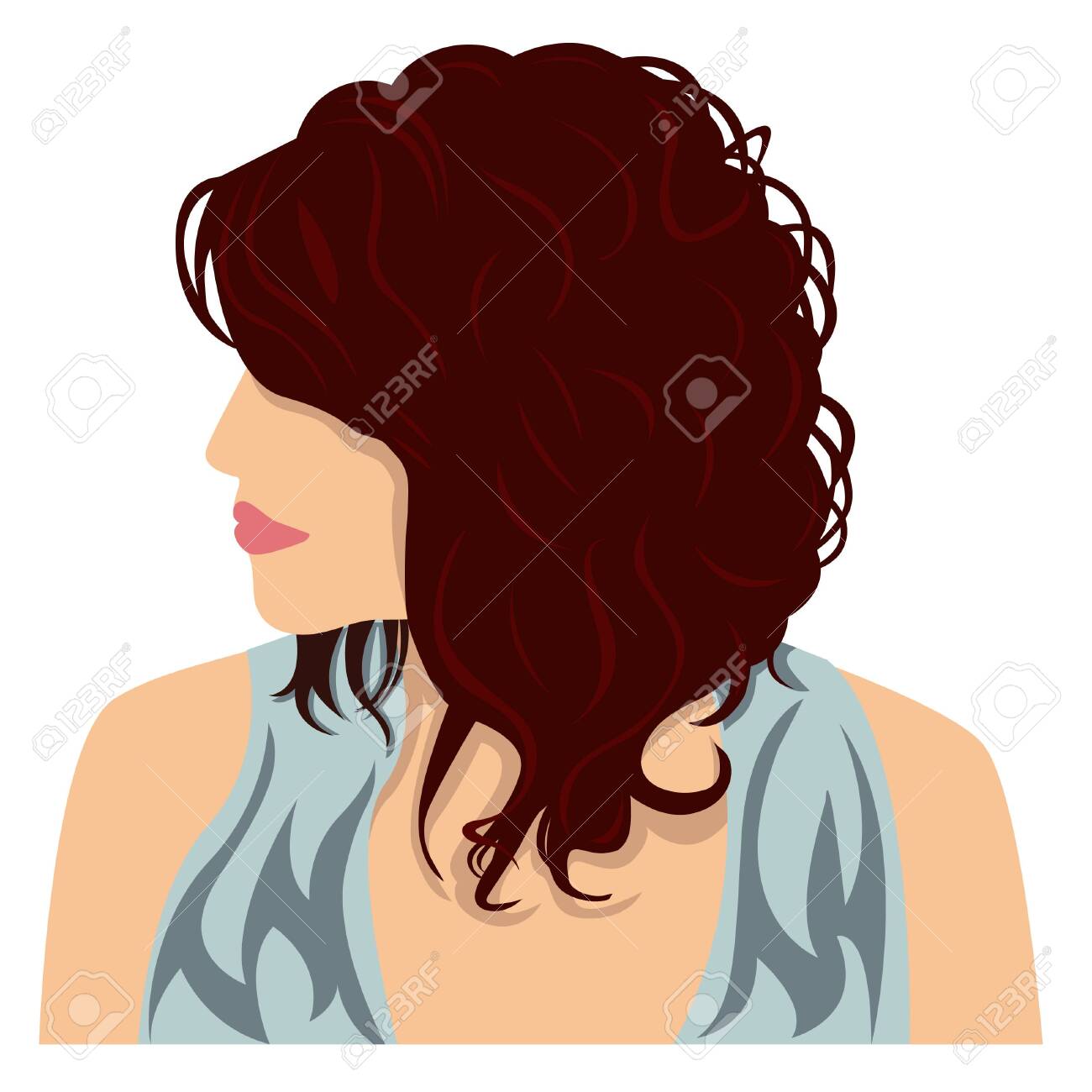 Vector Illustration Girl With Short Curly Hair Royalty Free