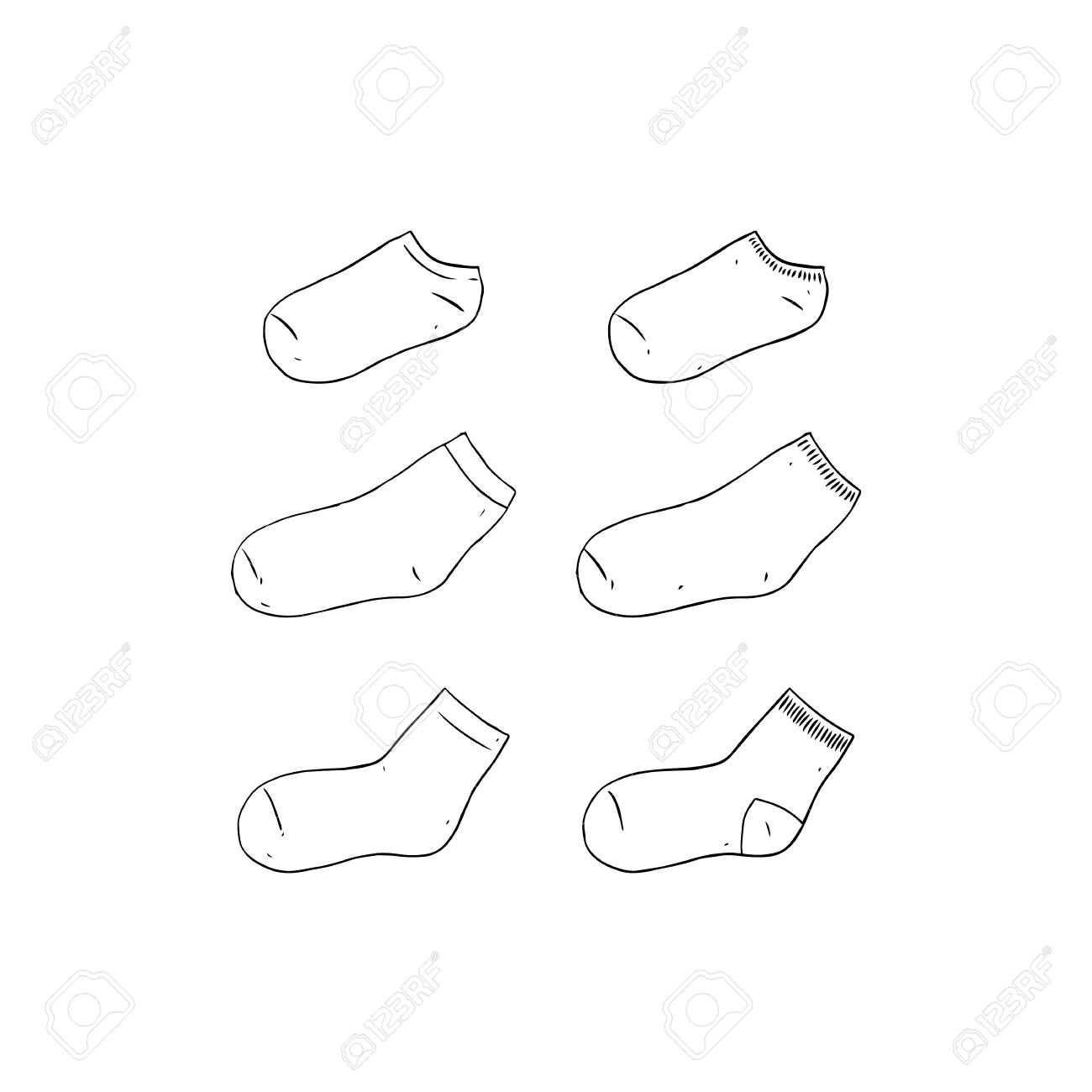 Download Hand Drawn Vector Illustration Of Blank Sock On White Background White Sock Template Long And Short Sock Mock Up Royalty Free Cliparts Vectors And Stock Illustration Image 95526987