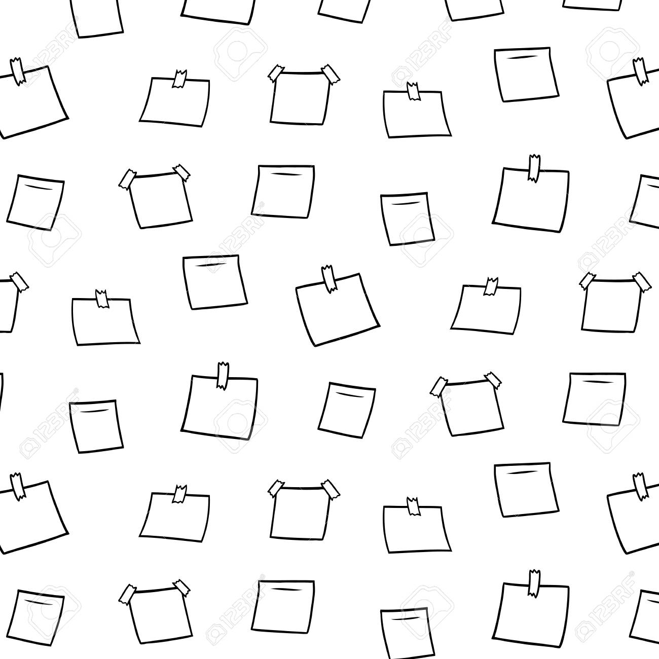 hand drawn vector illustration of blank memo notes pattern blank memo
