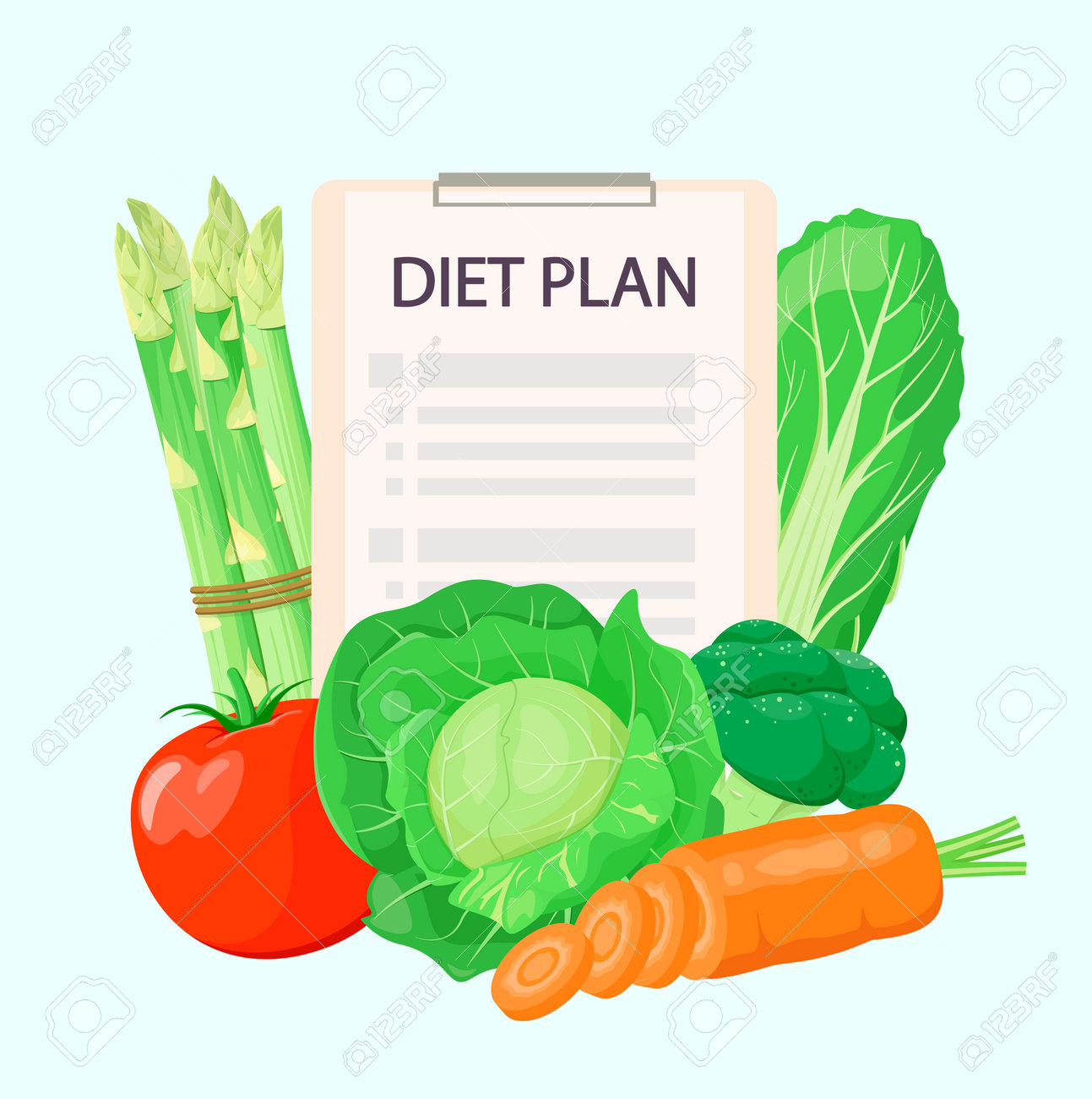 A Diet Plan With Vegetables. Health Nutrition. Cartoon Design. Royalty Free  SVG, Cliparts, Vectors, and Stock Illustration. Image 191320496., image size:1293x1300