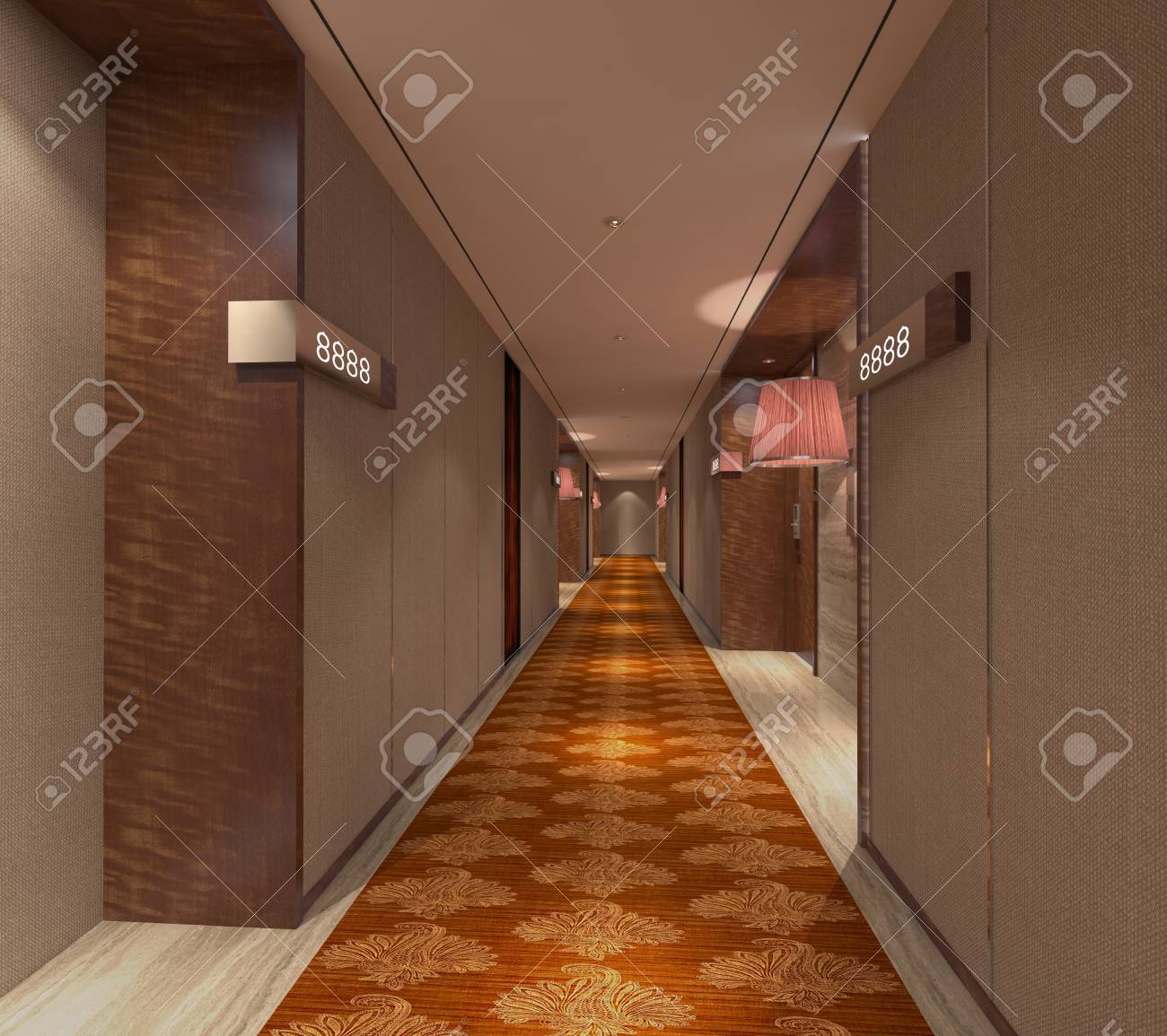 インテリア モダン ホテル廊下の 3 D 図 の写真素材 画像素材 Image
