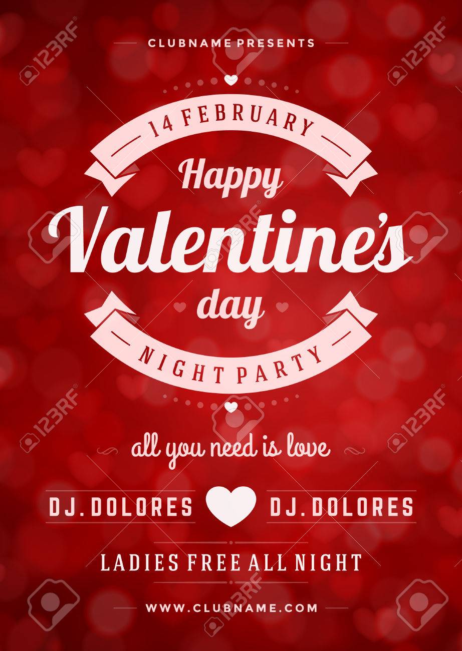 happy valentines day party poster design template typography flyers san valentin