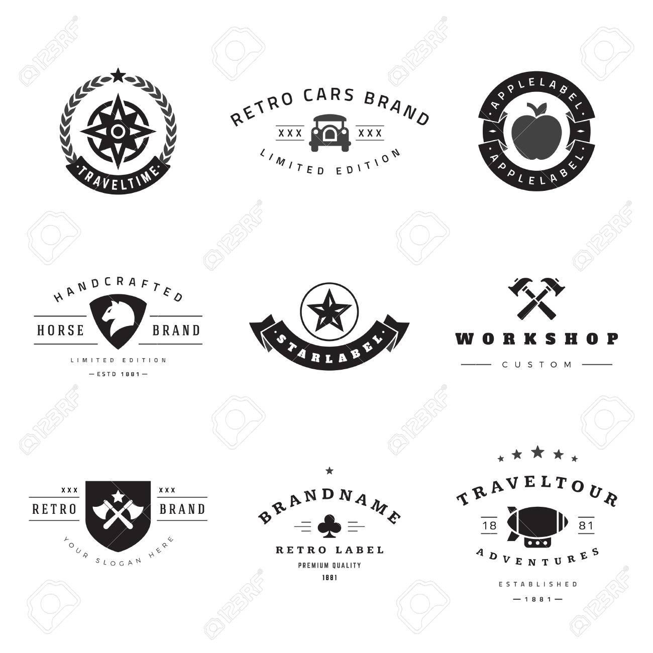 retro logotypes vector set