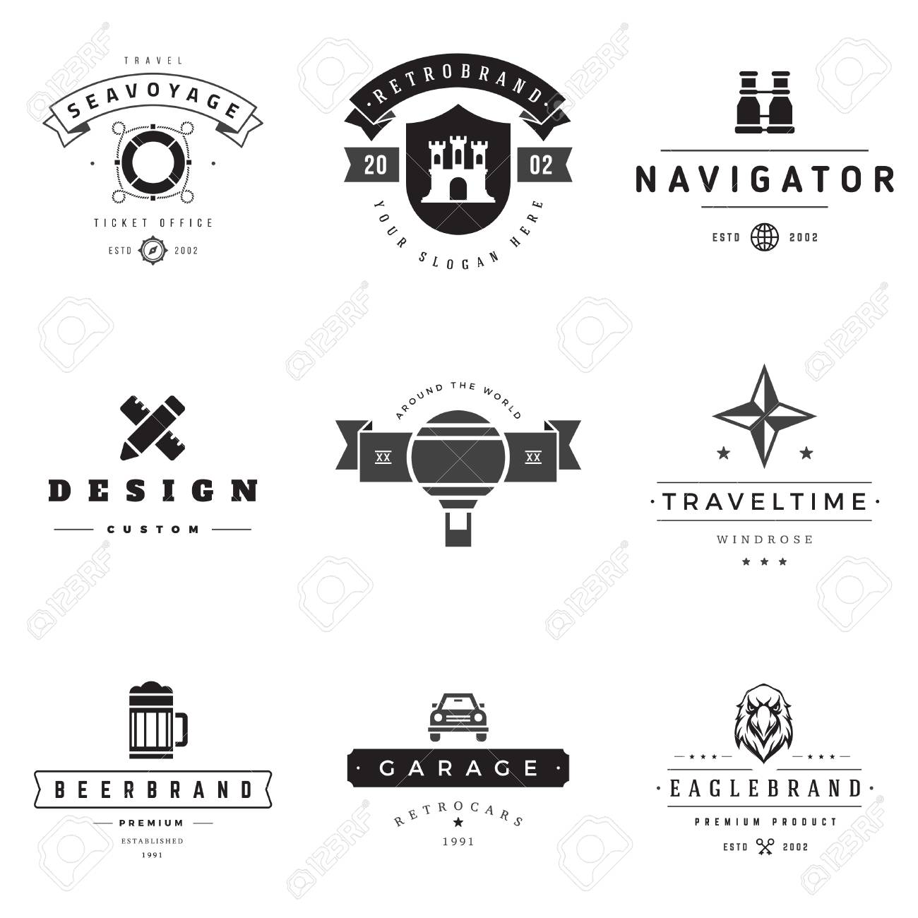retro logotypes vector set