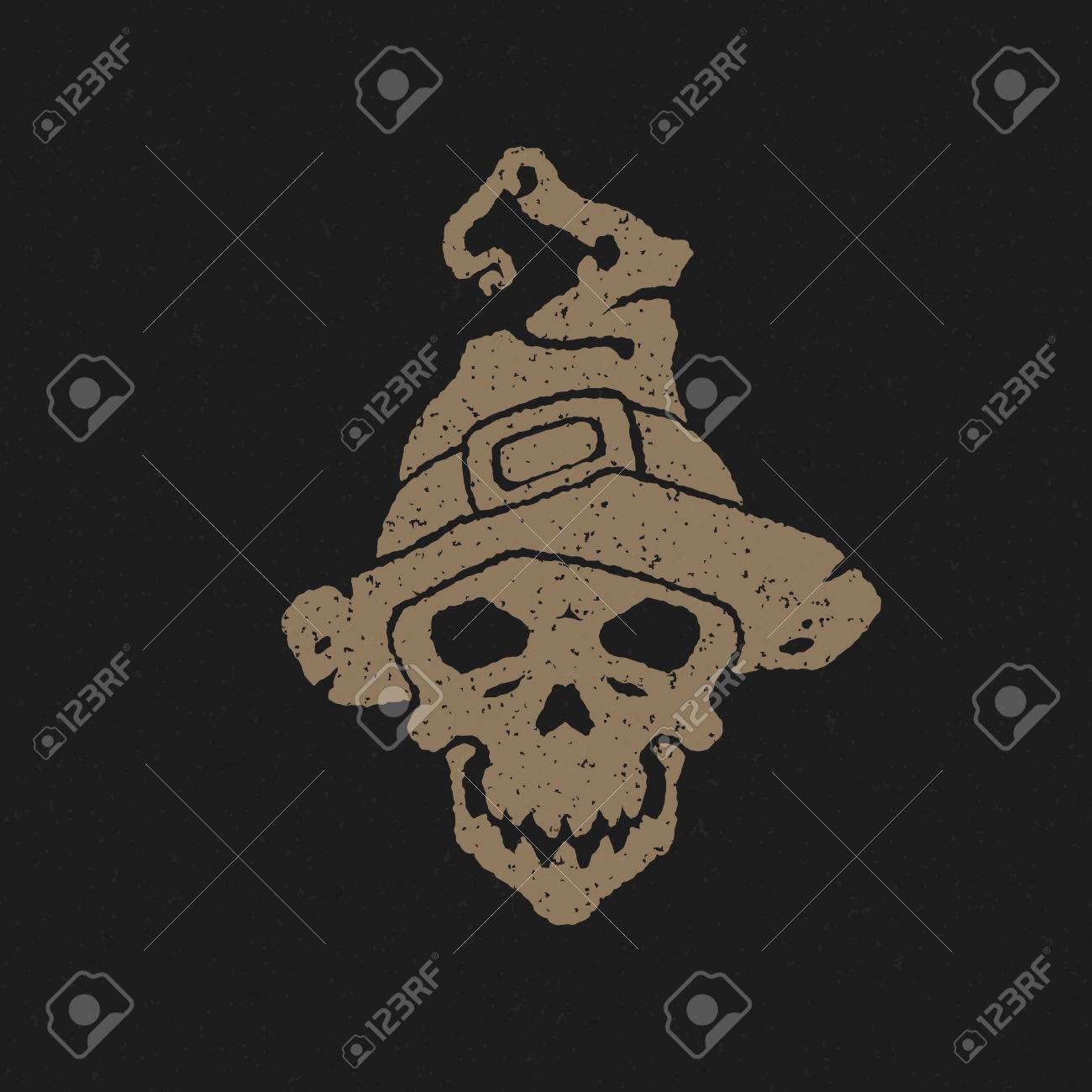 ハロウィン魔女スカルヘッドと帽子ベクトル イラスト のイラスト素材 ベクタ Image