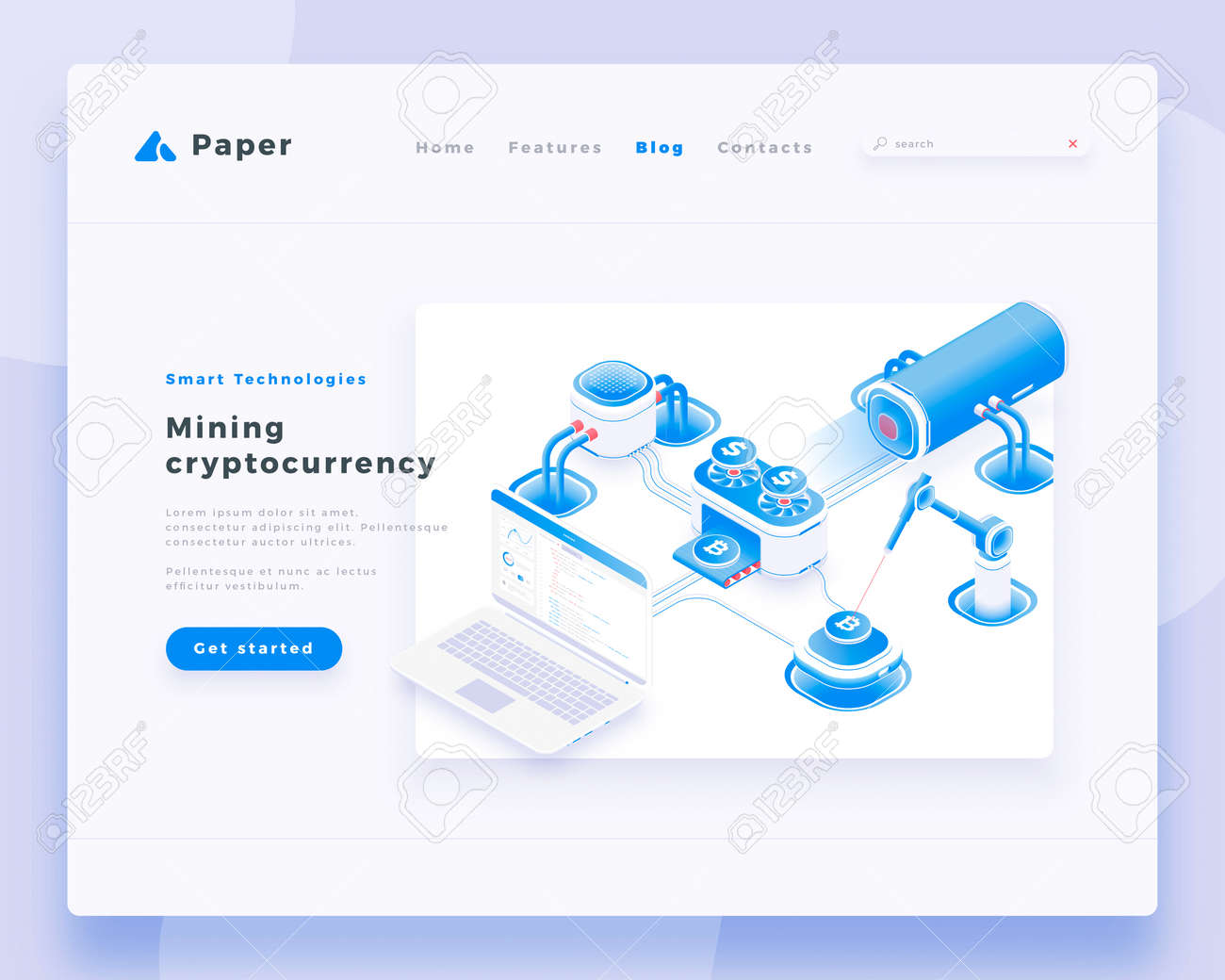 Mining Cryptocurrency Concept Landing Page Header Template. 3d Isometric  Vector Illustration. Royalty Free SVG, Cliparts, Vectors, and Stock  Illustration. Image 184392982.