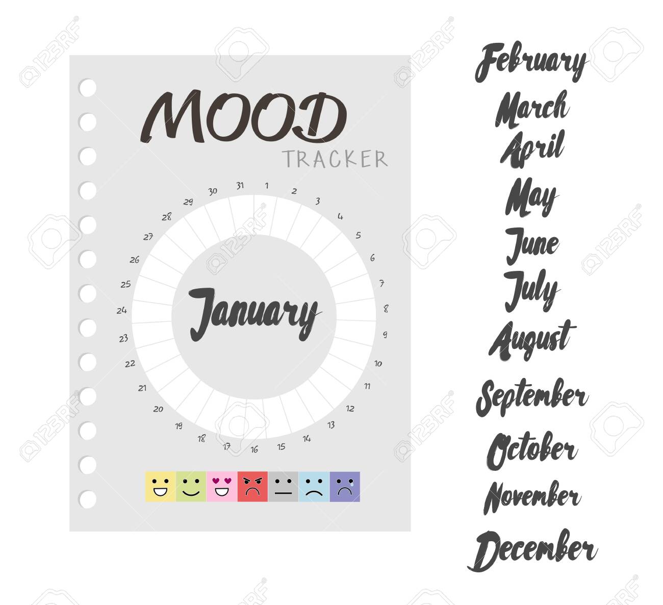 mood diary for a month mood tracker calendar keeping track tracker calendar