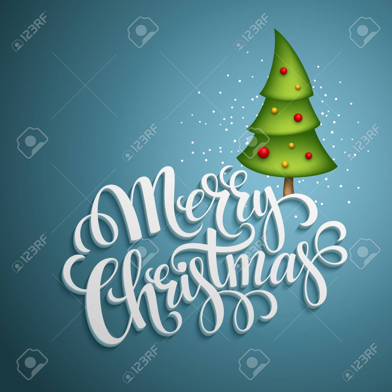 christmas greeting card merry christmas lettering vector
