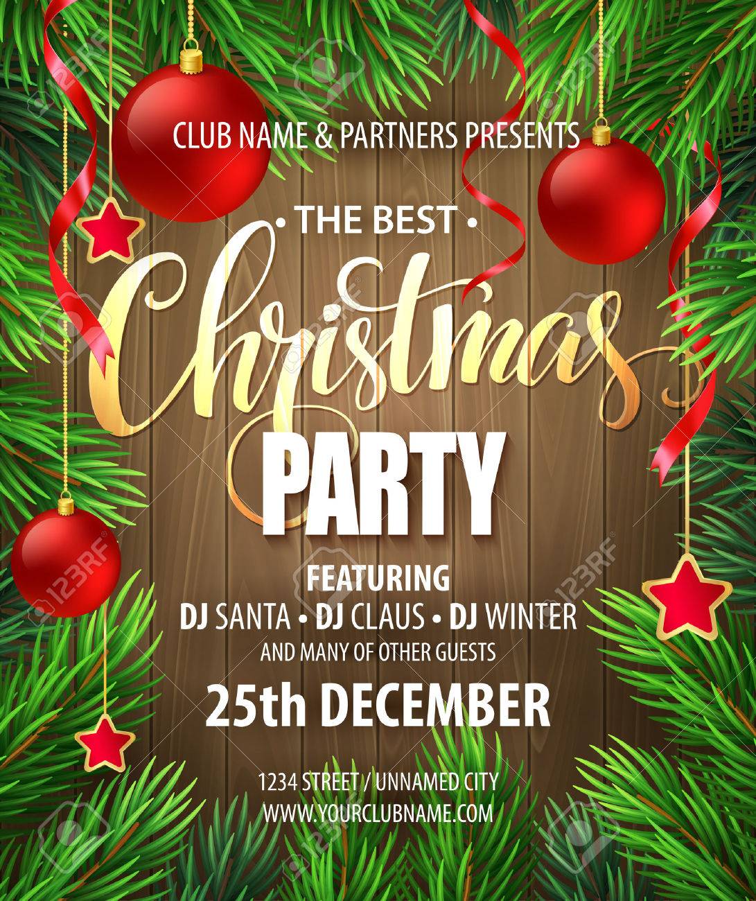 christmas party poster design template vector illustration eps10 christmas party poster