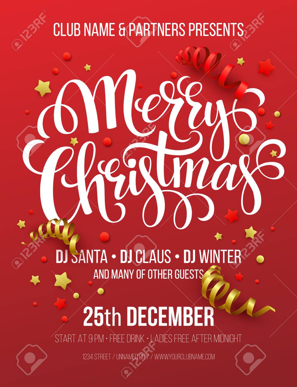 merry christmas party poster vector illustration eps10 christmas party poster