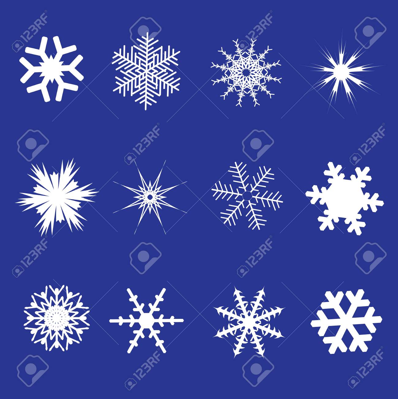 雪の結晶白青色の背景に雪の結晶のイラスト素材 ベクタ Image