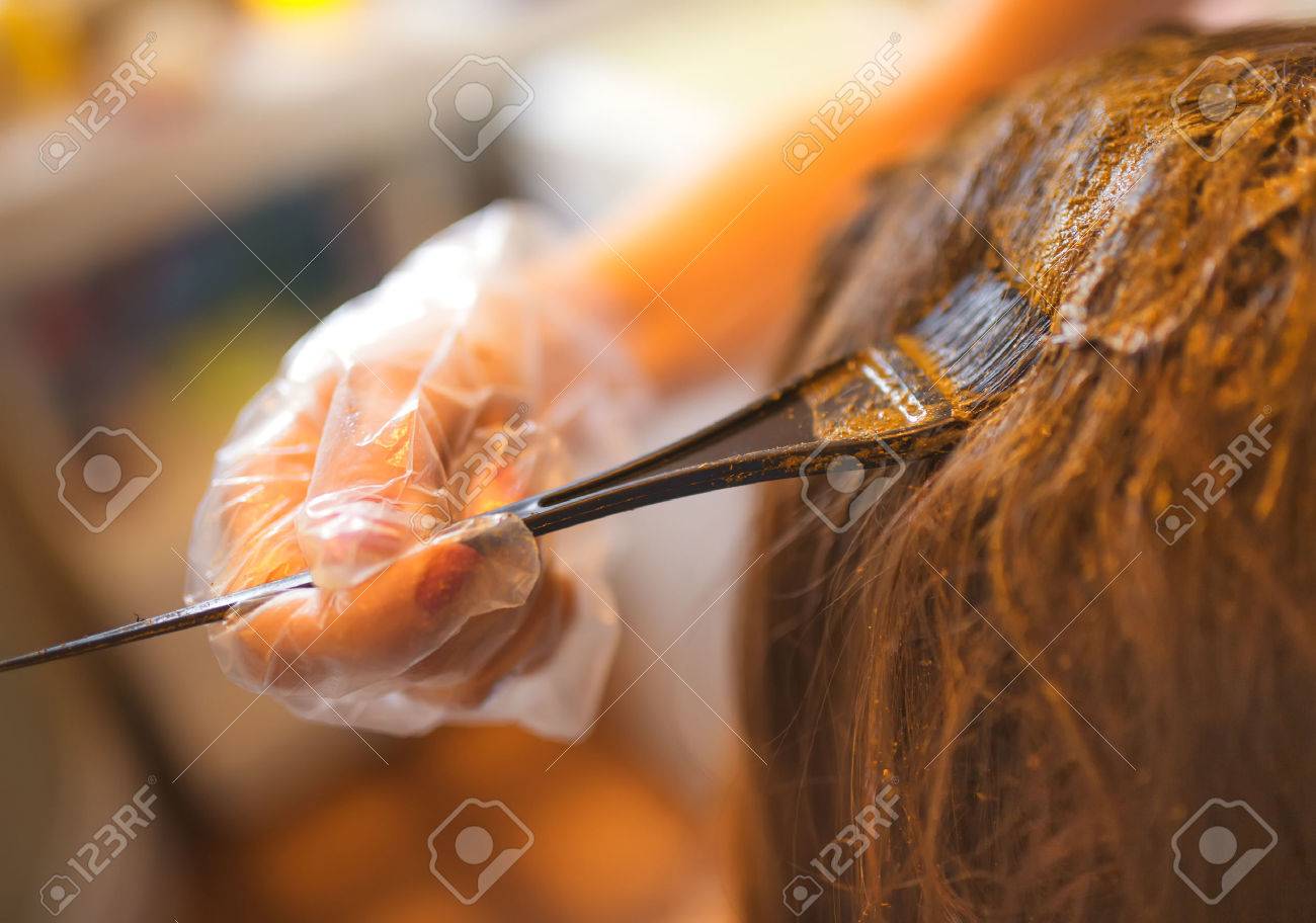 Process of coloring hair with natural henna. - 57326417 Process of coloring hair with natural henna. - 57326417
