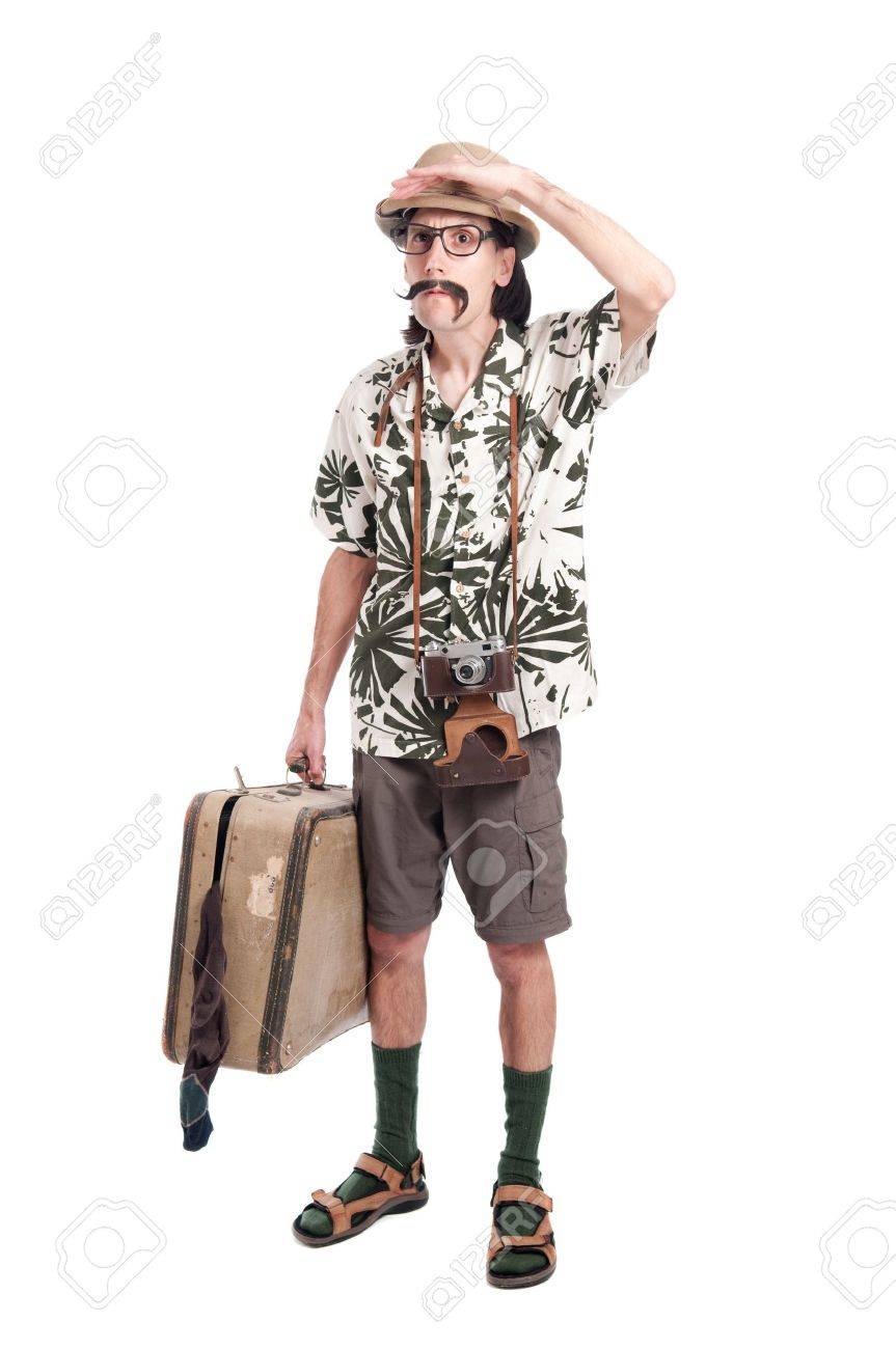 Lost funny tourist isolated on white background - 15977516 Lost funny tourist isolated on white background - 15977516