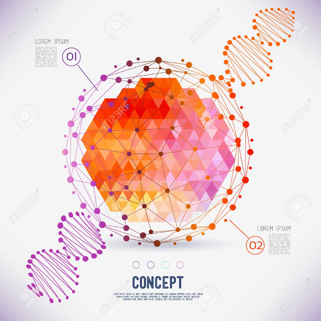 Abstract concept geometric lattice, the scope of molecules, DNA chain. Round composition of the molecular lattice with geometrical figure in the middle. Color composition vector for your design. - 41912164 Abstract concept geometric lattice, the scope of molecules, DNA chain. Round composition of the molecular lattice with geometrical figure in the middle. Color composition vector for your design. - 41912164