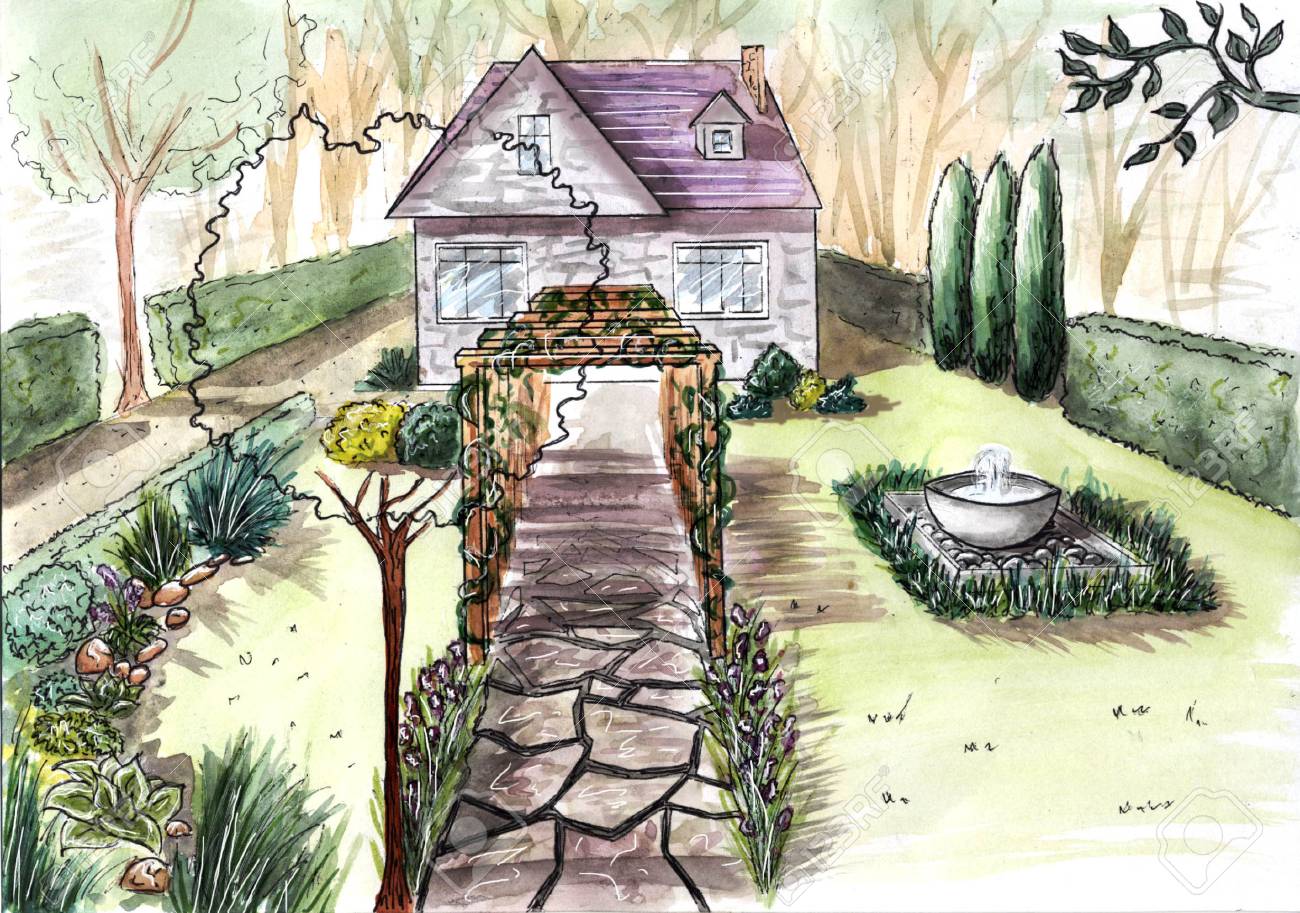 Figure Landscape Design Project Landscape Architecture Plan In The Courtyard For Villa View Of The Path