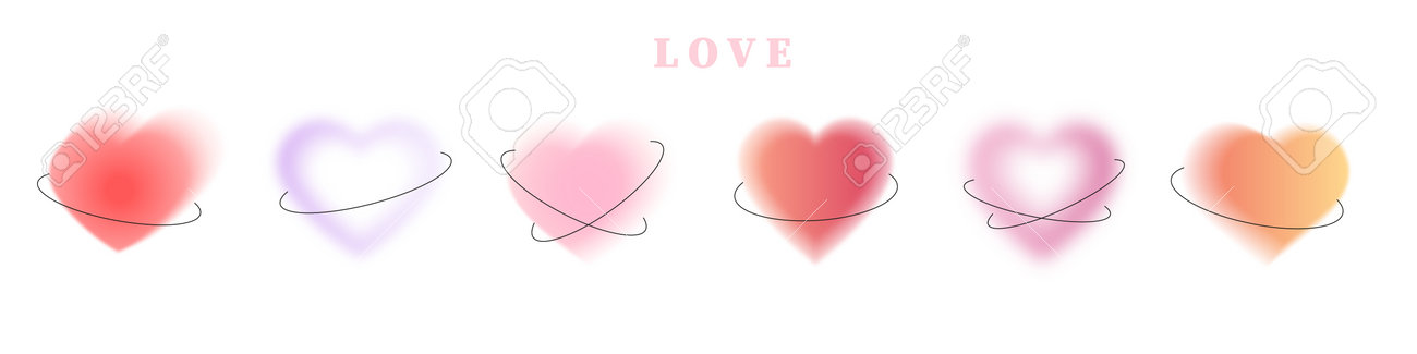 Blurred gradient shapes. Minimalist y2k aesthetic heart, retro