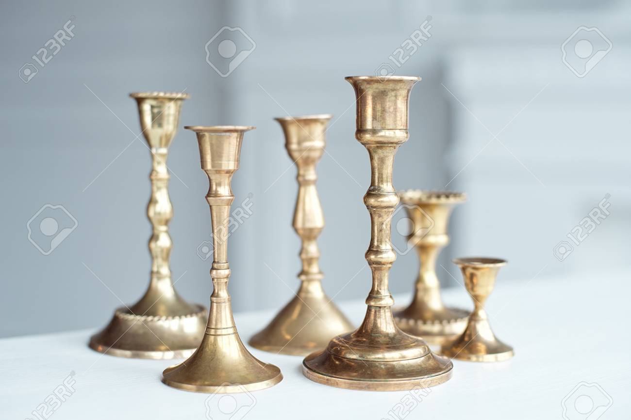 Vintage brass candlestick set